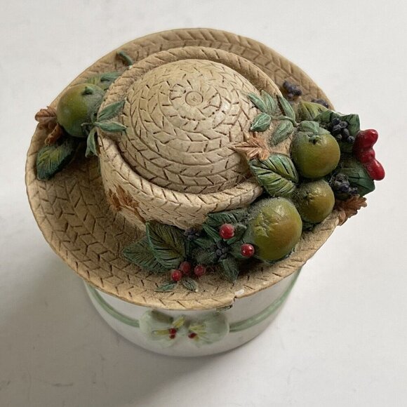 Vintage Willow Hall Fruit Hand Painted Trinket Hat Box Jane Asher 1995 Decor - Picture 7 of 9